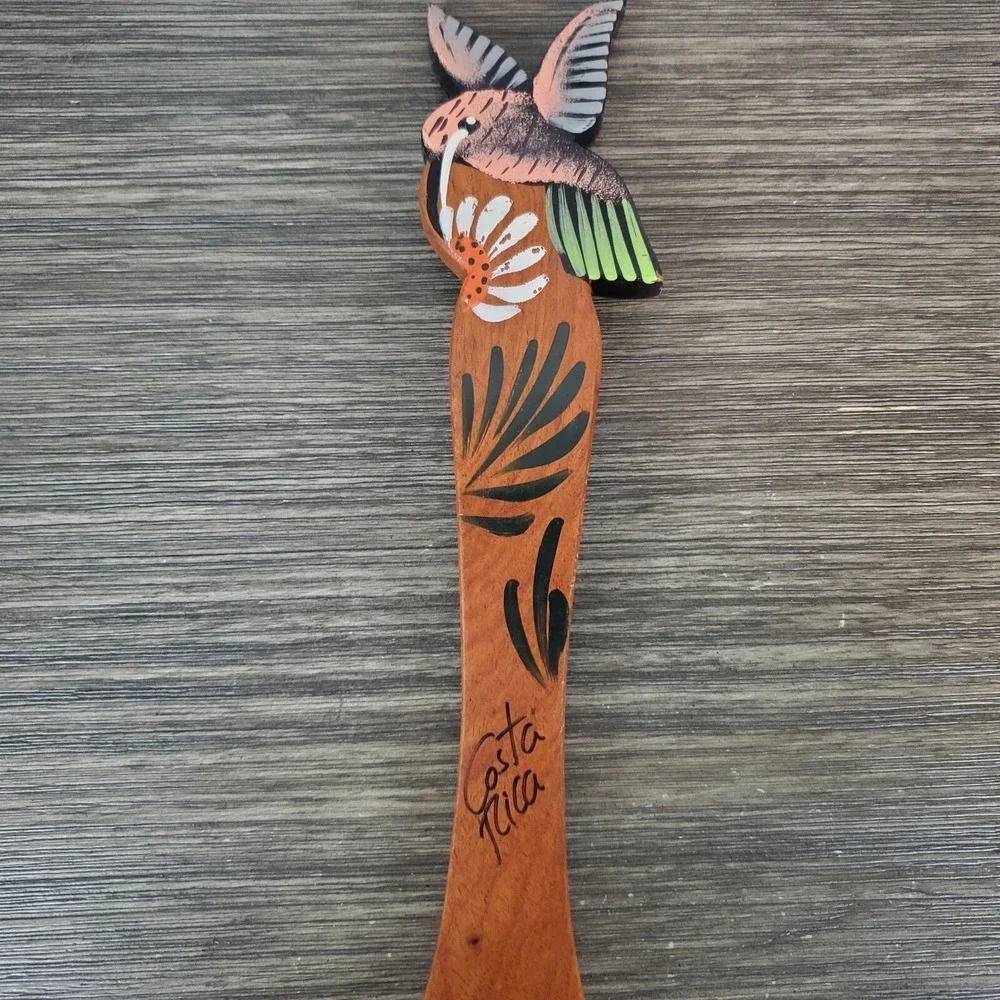 Costa Rica Wooden Spoon HUMMINGBIRD, Hand Painted‎ Souvenir